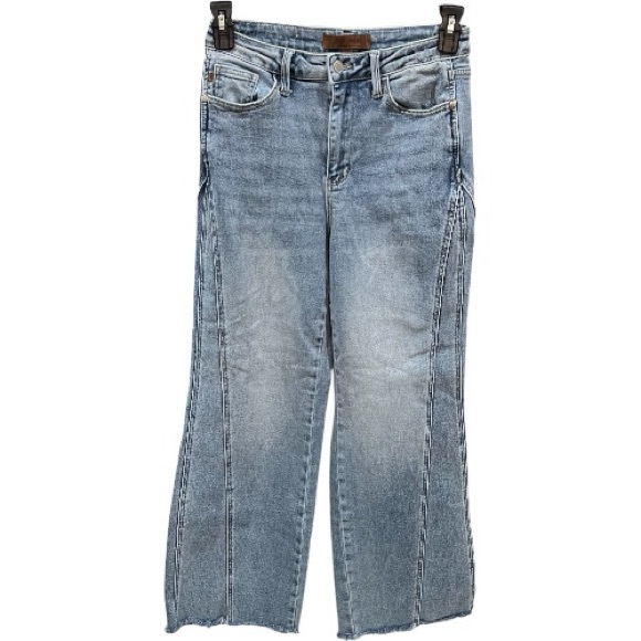 Judy Blue High Rise Side Seam Retro Wide Leg Jeans 5 27 - Picture 1 of 7